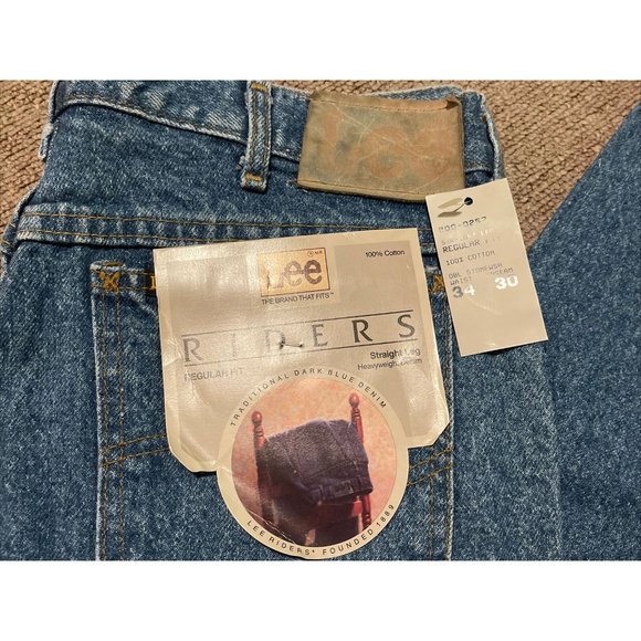 Vintage 80s Mens 34x30 Lee Riders Straight Leg Reg Fit Union Made Denim Jeans - Picture 5 of 12